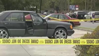 Car at scene of alleged altercation between Walter Scott and police officer Michael Slager which led to Mr Scott's shooting