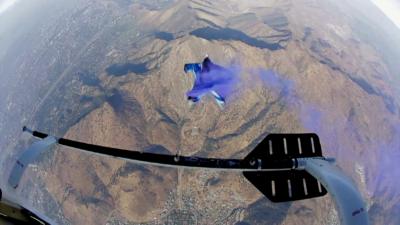 Wingsuit man in the air