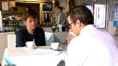 Leanne Wood (l) and Nick Servini