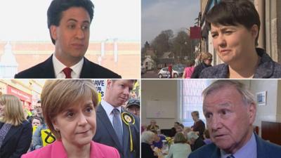 Ed Miliband, Ruth Davidson, Malcolm Bruce and Nicola Sturgeon