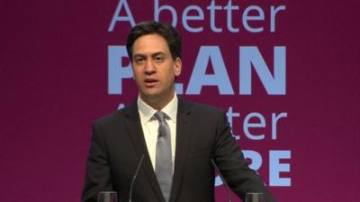 Ed Miliband launching Labour manifesto in Manchester