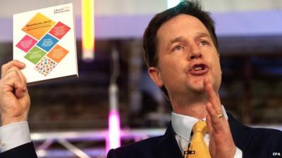 Nick Clegg launches the party"s general election manifesto