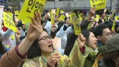 Protesters in South Korea