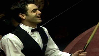 Ronnie O'Sullivan after his 147 in the 1997 World Championship