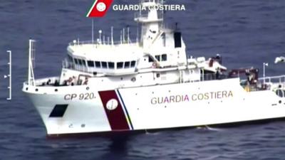 Italian coastguard vessel at sea