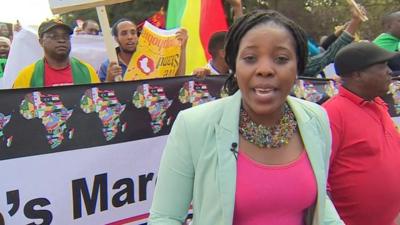 Nomsa Maseko at anti-xenophobia march