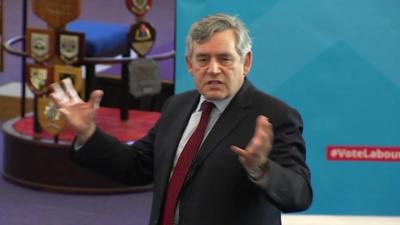 Gordon Brown mid-speech