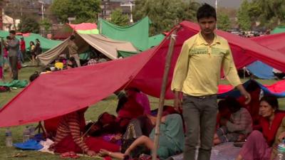 People in a tent