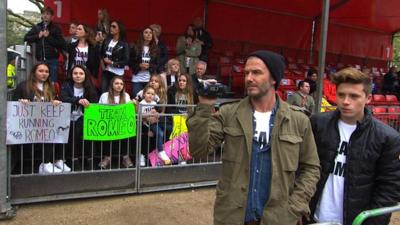 David Beckham supports son Romeo at London Marathon