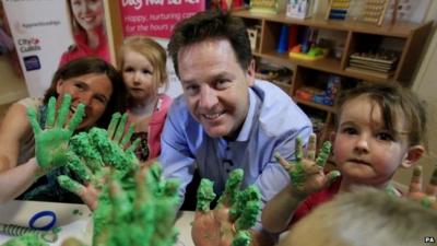 Nick Clegg at a nursery in Dorset