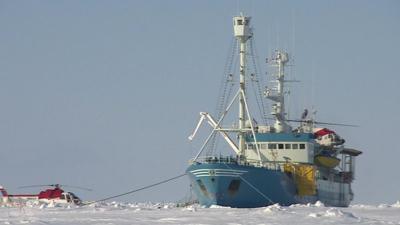 Research vessel in arctic ice