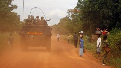 French forces patrolling in Sibut