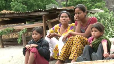 People in earthquake-hit Kathmandu, Nepal