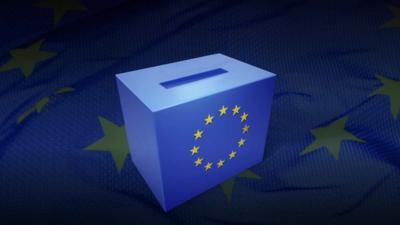 Ballot box with the EU flag on