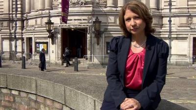 Jo Coburn outside Methodist Central Hall