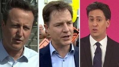 David Cameron, Nick Clegg, Ed Miliband