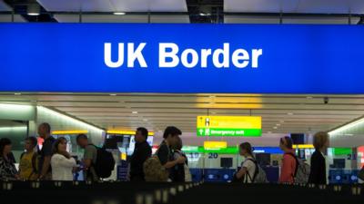 UK Border Control sign at airport