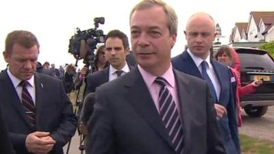 Nigel Farage and reporters