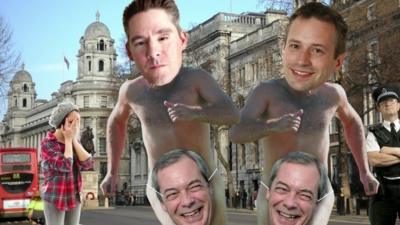 Graphic with Dan Hodges, Stephen Tall and Nigel Farage faces