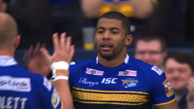 Englsnd international Kallum Watkins try puts Leeds in control