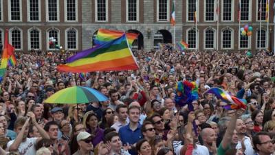 People celebrating in Ireland