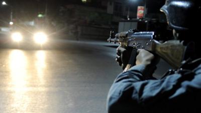 Afghan Police stand guard