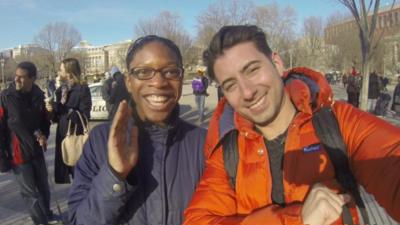 Ricky with a teenager in Washington DC