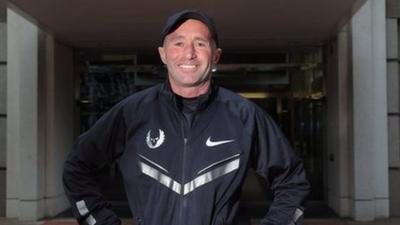 Alberto Salazar outside the building named after him at the Nike campus in Oregon