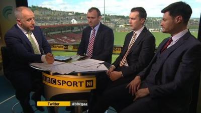 Mark Sidebottom with Paddy Bradley, Oisin McConville and Marty Clarke