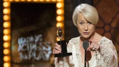 Helen Mirren accepting Tony Award