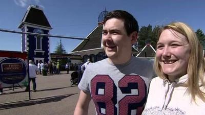 Honeymoon couple Craig and Jess Cooper, two of the first people to visit Alton Towers after it reopened following The Smiler crash