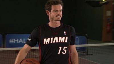 Andy Murray takes on the NBA half-court challenge