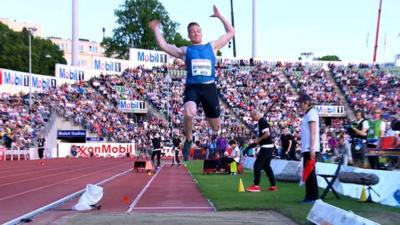 Greg Rutherford in action at the Oslo Diamond League meeting