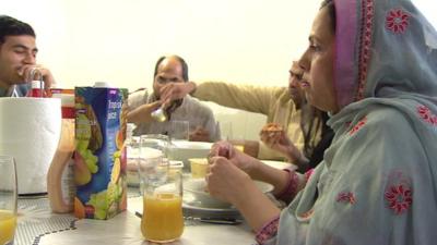 Family eating together