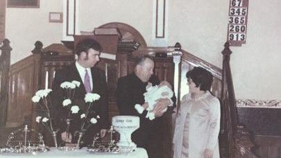 Bedydd y mab hynaf, Endaf, yn 1972