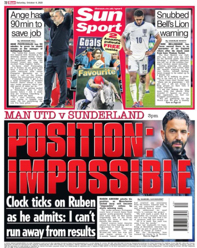 The back page of the Sun