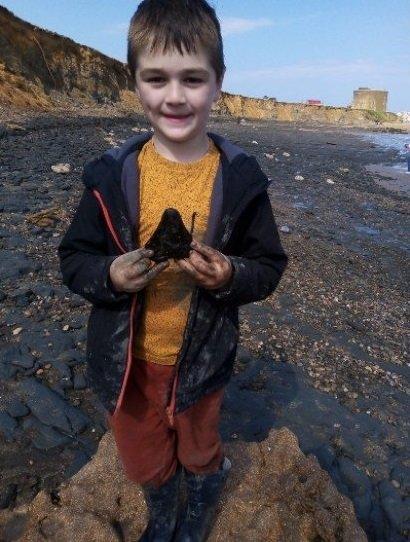 Sammy found the tooth on the beach beneath Bawdsey's eroding sandy cliffs while on holiday