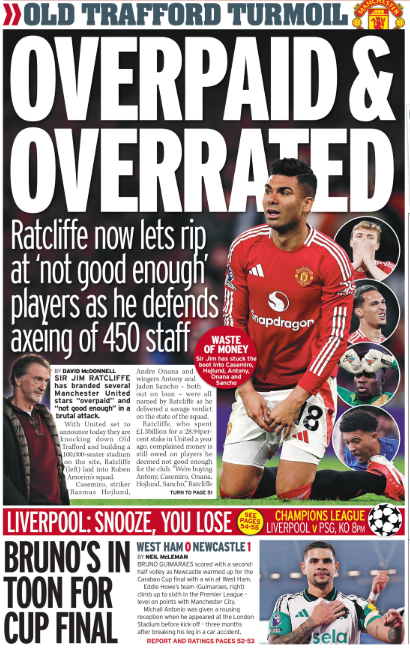 Back page of the Daily Mirror on 11 March 2025