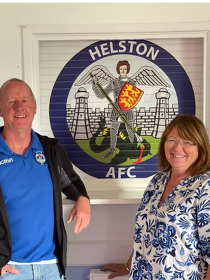 Helston Athletic chairman Paul Hendy (left) and treasurer Sandra Egan