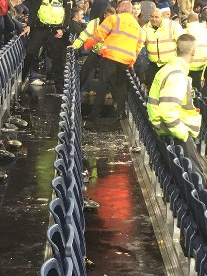 Damaged stand at Durham cricket ground