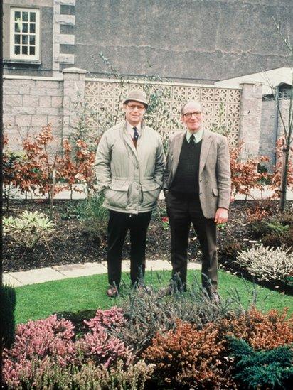 Jim McColl with George Barron in the early days of The Beechgrove Garden