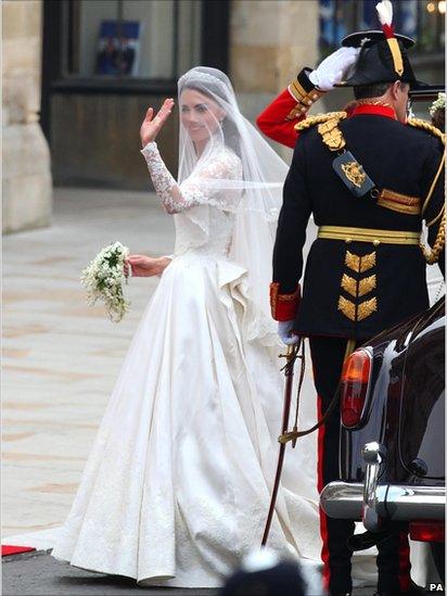 Kate Middleton in her wedding dress