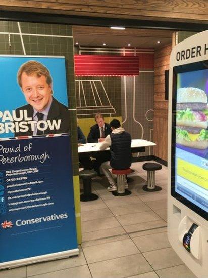 Paul Bristow holding a surgery in McDonalds in Peterborough