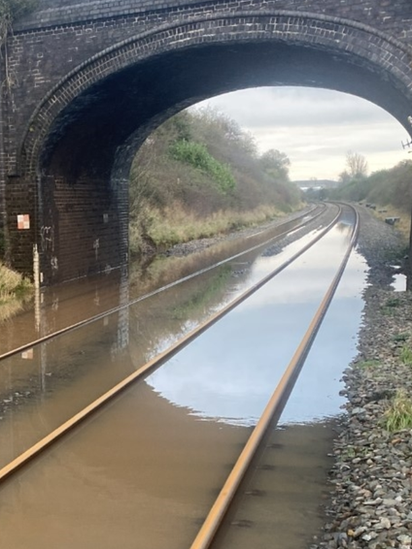 Flooded railway line