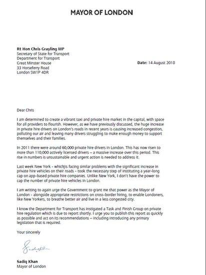 Letter to Chris Grayling