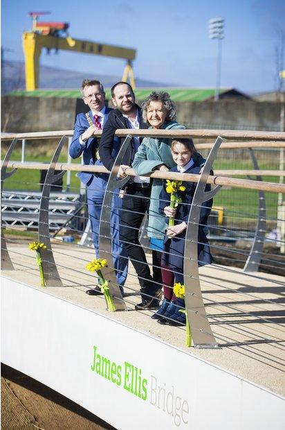 Members of the Ellis family attended the ceremony along with the Lord Mayor of Belfast Brian Kingston (left)