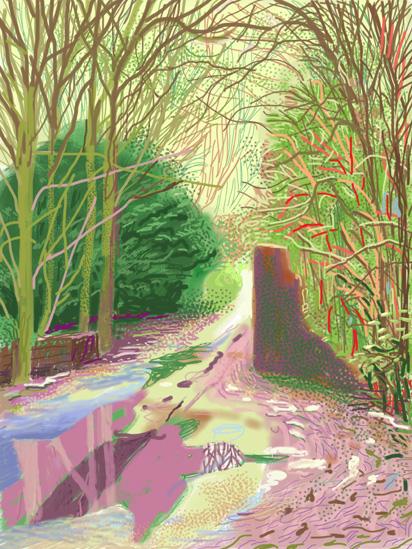 The Arrival of Spring in Woldgate, East Yorkshire in 2011 (twenty eleven) - 2 January by David Hockney