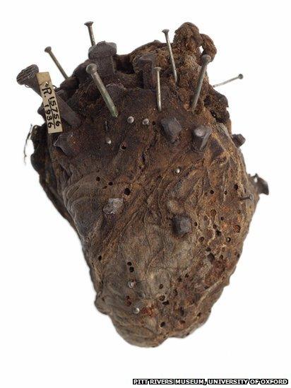 Sheep's heart with nails in it