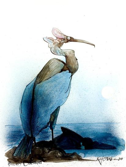 A painting called Pallas's Cormorant by Ralph Steadman