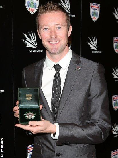 Gordon Shedden poses with the British Racing Drivers Club Silver Star, awarded for the strongest performance of the year in domestic motorsport. Shedden won his first British Touring Cars title at Brands Hatch with a race to spare on the final day of the championship